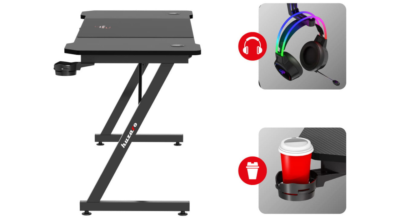 Biurko gamingowe Huzaro Hero 4.8 Black - zdjęcie 8