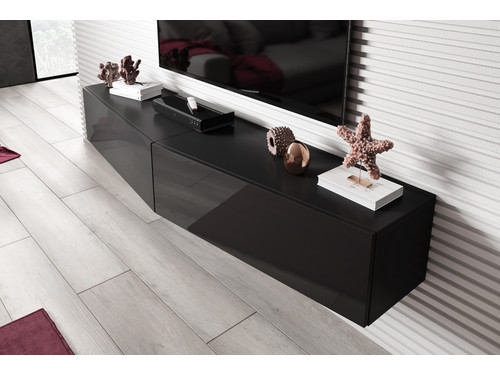 Szafka RTV VIGO SLANT 180cm (2x90) czarny/czar.poł - zdjęcie 1