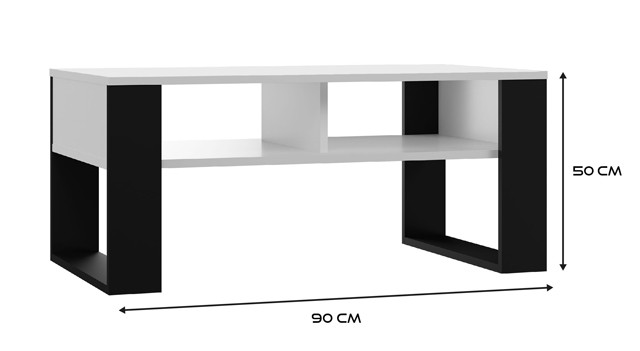 Stolik ława MODERN 2P 90x58xH50 biały/czarny - zdjęcie 2