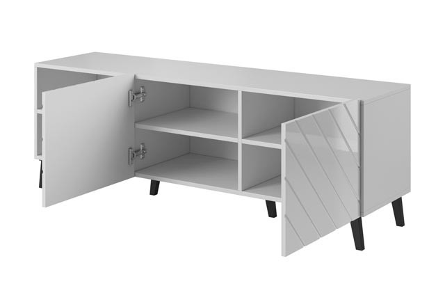 Szafka RTV ABETO 150x42x52 biały/biały połysk - zdjęcie 4