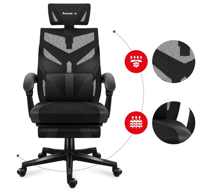 Fotel gamingowy Huzaro Combat 5.0 Black - zdjęcie 3