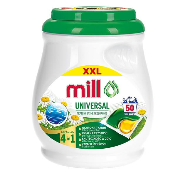 MILL PROFESSIONAL Kapsułki do prania uniwersalne, 50 szt. dwukomorowych kapsułek. - zdjęcie 1