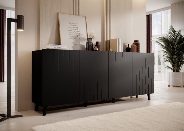 Komoda BARI 200x42x82 czarny mat - zdjęcie 1
