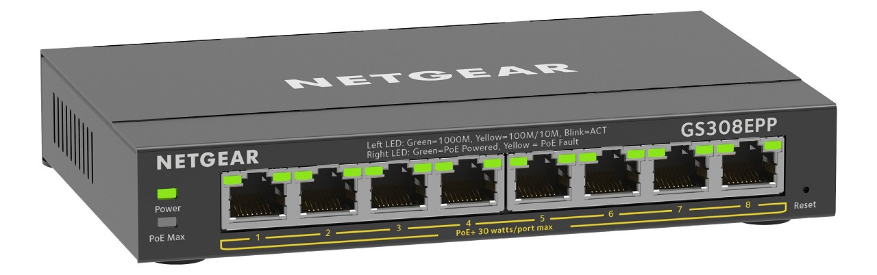 Switch Netgear GS308EPP-100PES 8p PoE 123W (PoE+: 8p) Unmanaged Gigabit - zdjęcie 1