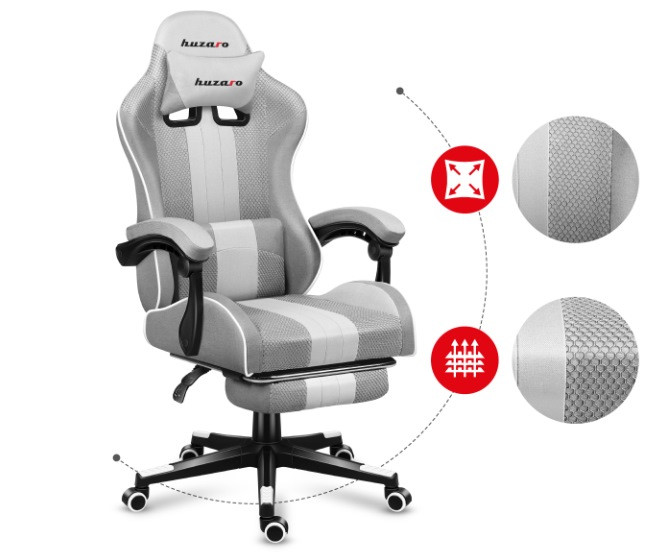 Fotel gamingowy Huzaro Force 4.7 White Mesh - zdjęcie 4