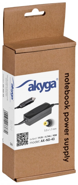 AKYGA ZASILACZ SAMOCHODOWY 19V/4.74A 90W AK-ND-43 - zdjęcie 1