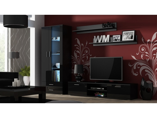 Szafka RTV SOHO 180 czarny/ czarny połysk - zdjęcie 2