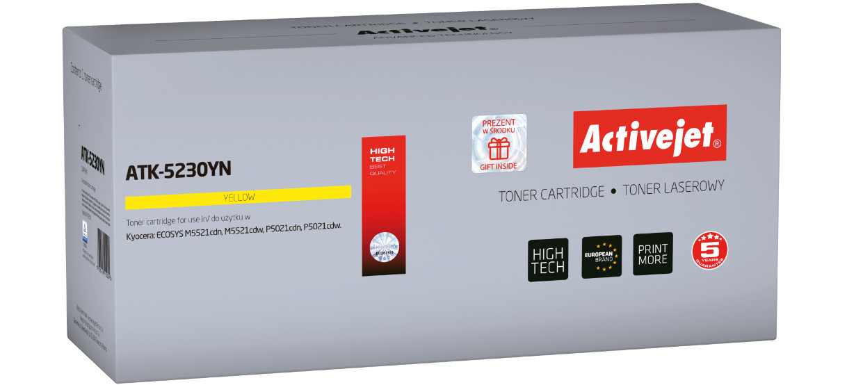 Activejet ATK-5230YN Toner do drukarki Kyocera, Zamiennik Kyocera TK-5230Y; Supreme; 2200 stron; Żólty. - zdjęcie 6