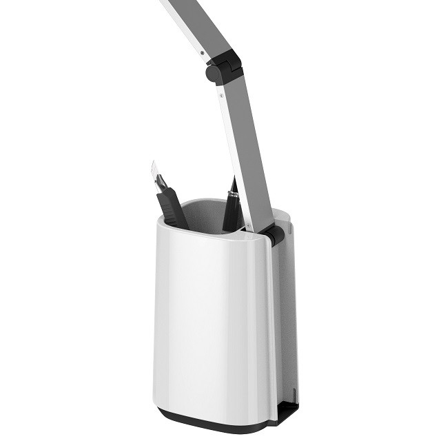 Nowoczesna lampka na biurko LED Activejet TECHNIC biała z wyświetlaczem LED (data, godzina, budzik) składana - zdjęcie 2