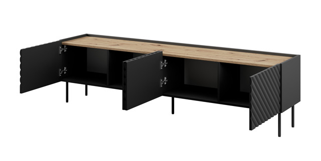 Szafka RTV 4D ONDA 200x40x35-54 czarny (stojąca lub wisząca) - zdjęcie 2