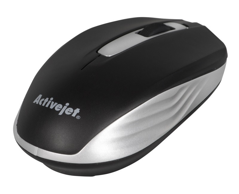 Activejet AMY-313 Mysz bezprzewodowa USB (optyczna; 1200 DPI; czarno-srebrna) - zdjęcie 1