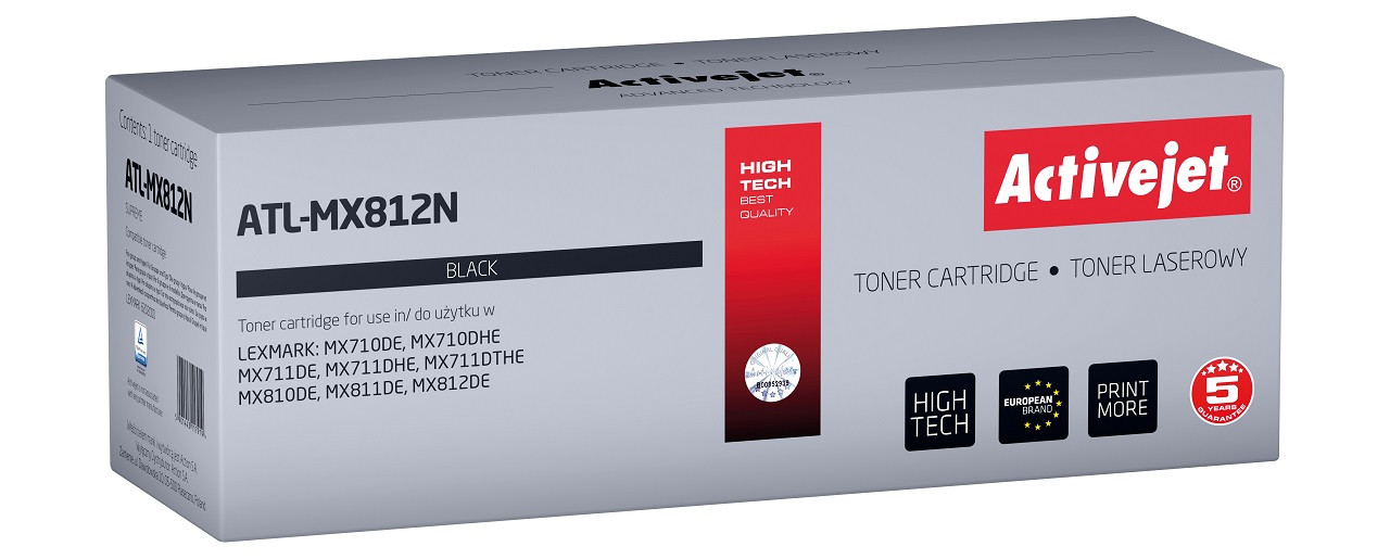 Activejet ATL-MX812N Toner do drukarek Lexmark; Zamiennik Lexmark 62D2000; Supreme; 6000 stron; czarny) - zdjęcie 6