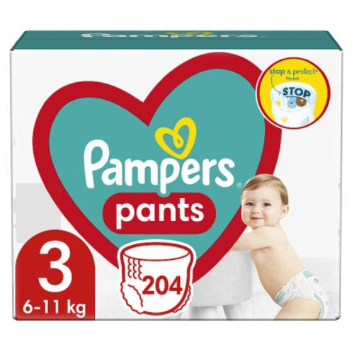 PAMPERS Pieluchomajtki Pants 3 204 szt - zdjęcie 1