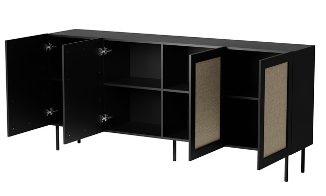 Komoda JUTA 4D 202x39,5x85 czarny + linol calabria - zdjęcie 2