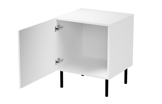 Szafka nocna 2szt. JUNGLE 53,5x40,5x44 biały mat + czarne nóżki - zdjęcie 2