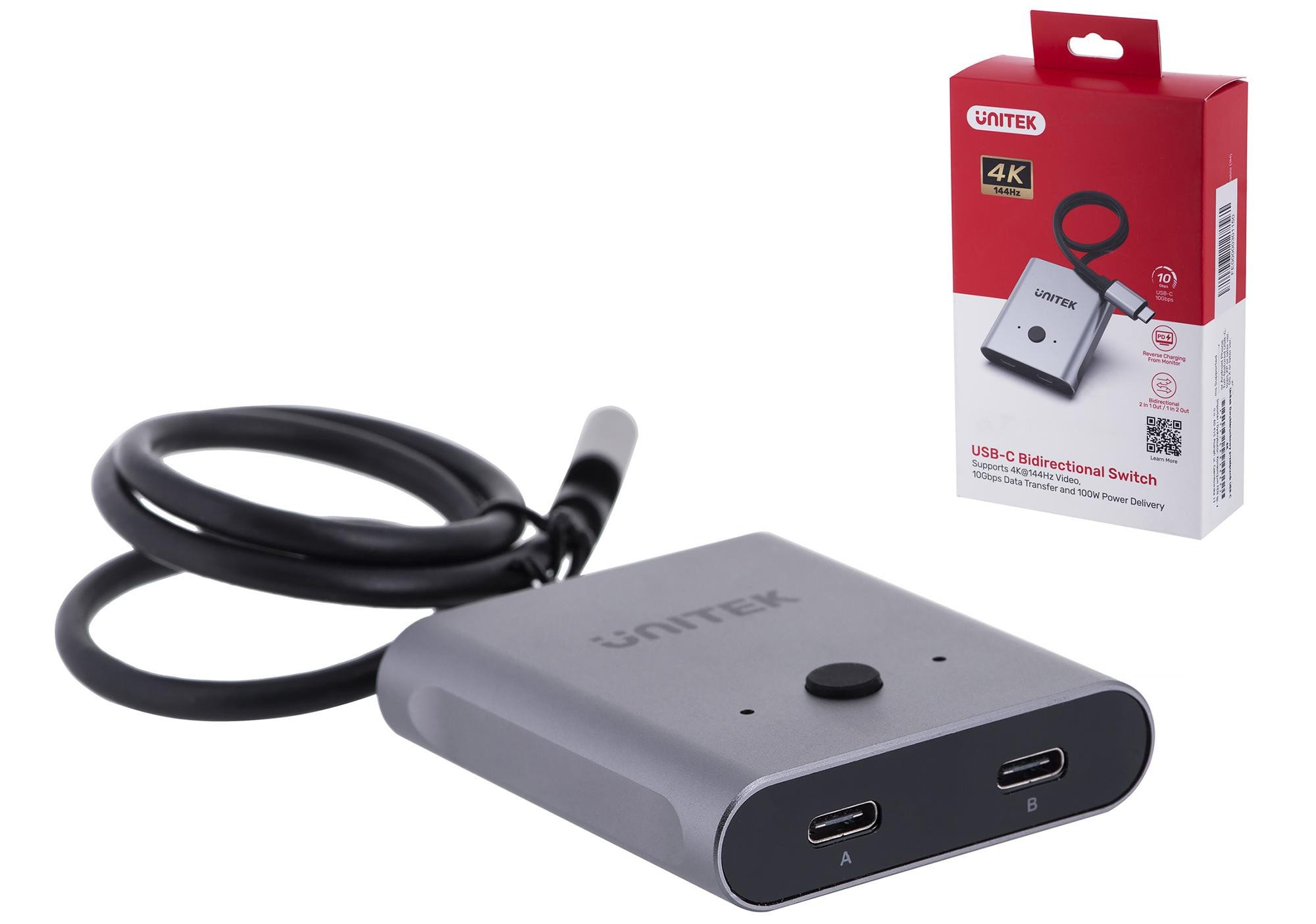 UNITEK PRZEŁĄCZNIK USB-C 4K 144HZ, DWUKIERUNKOWY - zdjęcie 1