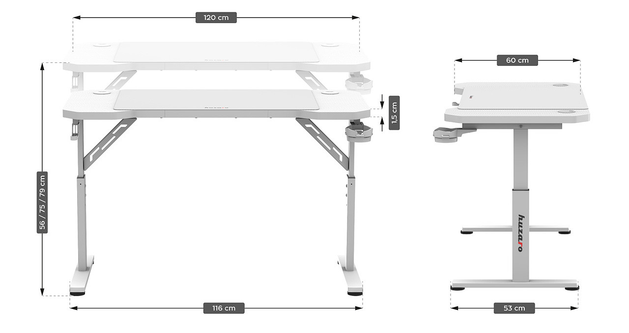 Biurko gamingowe Huzaro Hero 2.6 White - zdjęcie 7