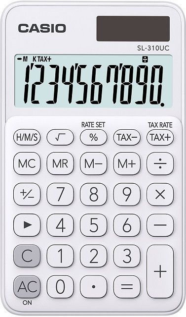 CASIO KALKULATOR KIESZONKOWY SL-310UC-WE BIAŁY, 10 CYFROWY WYŚWIETLACZ - zdjęcie 1