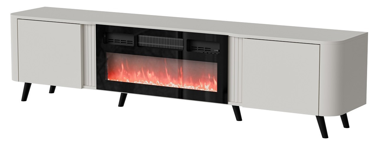 Szafka RTV VOLARE 200x39x49 kaszmir + kominek - zdjęcie 1
