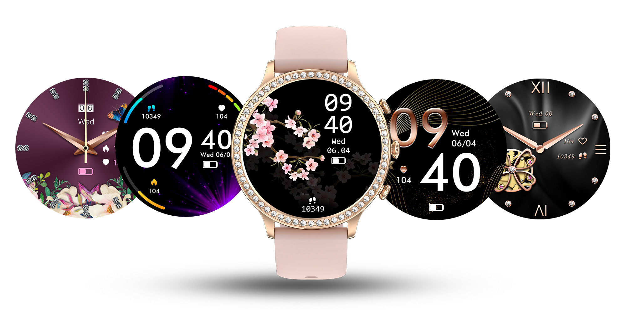 Smartwatch damski Manta Diamond Lusso srebrny + bransoletka YES - zdjęcie 9