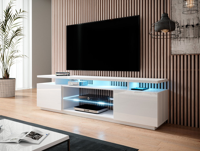 Szafka RTV EVA 180x40x52 biały/biały połysk - zdjęcie 2