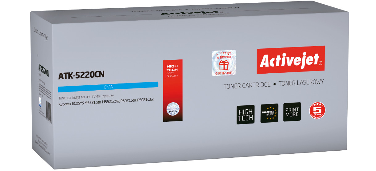Activejet ATK-5220CN Toner do drukarki Kyocera, Zamiennik Kyocera TK-5220C; Supreme; 1200 stron; Błękitny. - zdjęcie 6