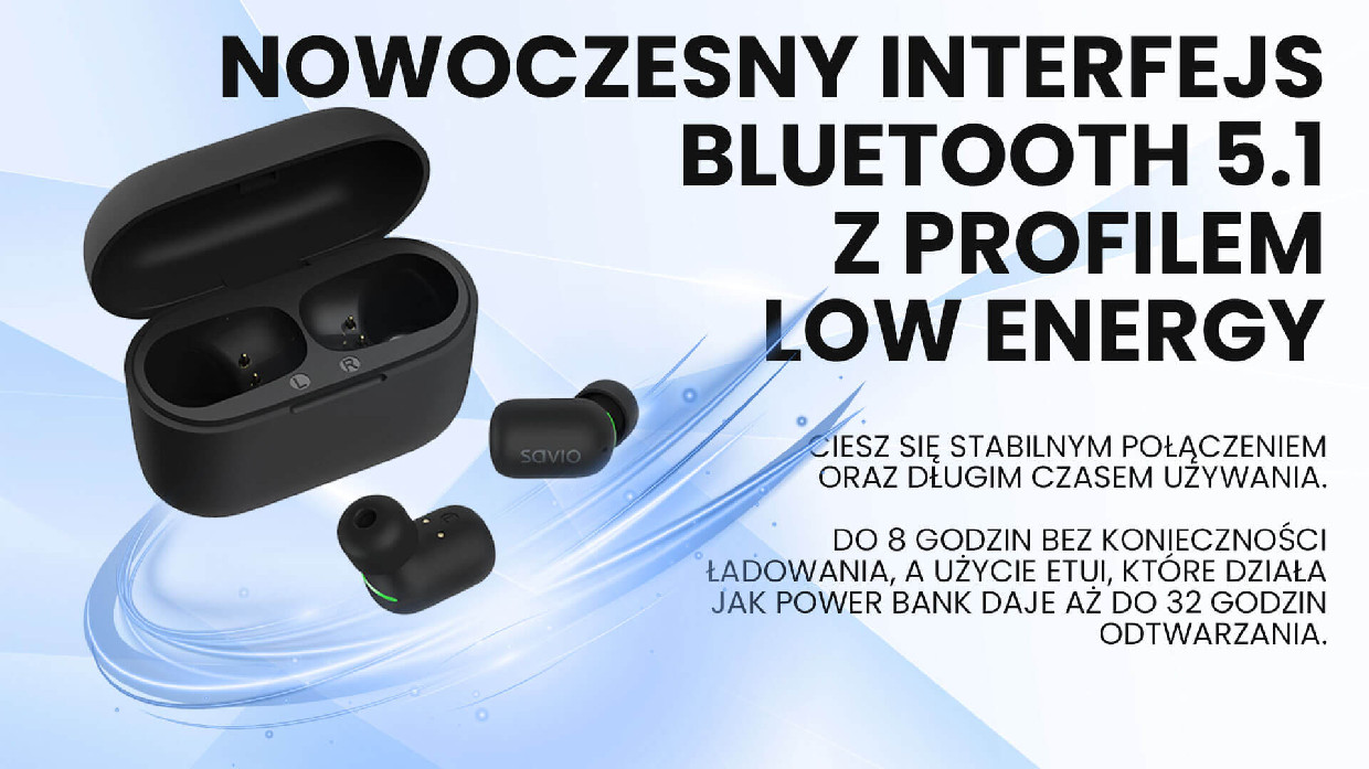 SAVIO BEZPRZEWODOWE SŁUCHAWKI BLUETOOTH IPX TWS-09 - zdjęcie 4