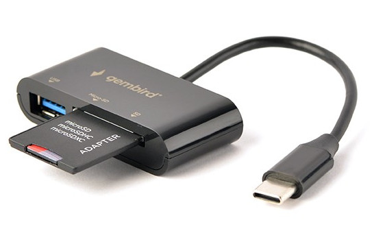 GEMBIRD CZYTNIK KART NA ZŁĄCZU USB-C OTG, CZARNY - zdjęcie 1