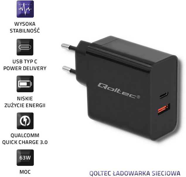 QOLTEC ŁADOWARKA SIECIOWA 63W | 5-20V | 1.5-3A - zdjęcie 2