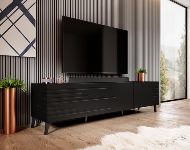 Szafka RTV NOVA 186x40x48 czarny mat - zdjęcie 2