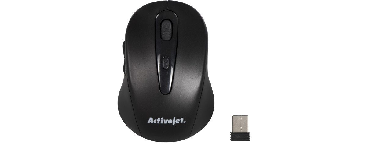 Activejet AMY-213 Mysz bezprzewodowa USB optyczna; 1600 DPI; kolor czarny) - zdjęcie 1