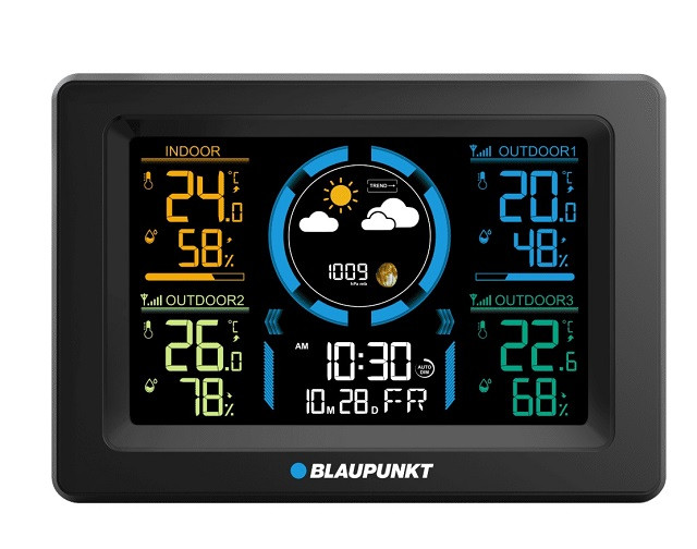 BLAUPUNKT Stacja pogodowa z 3 czujnikami z LCD WS40BK - zdjęcie 5