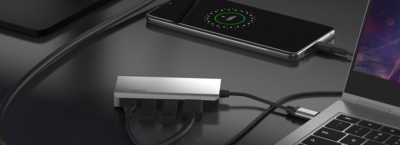 Hub Belkin Connect USB-C 4-in-1 Multiport Adapter 1x4k HDMI/2xUSB-A/1xUSB-C PD3.0 Grey - zdjęcie 1