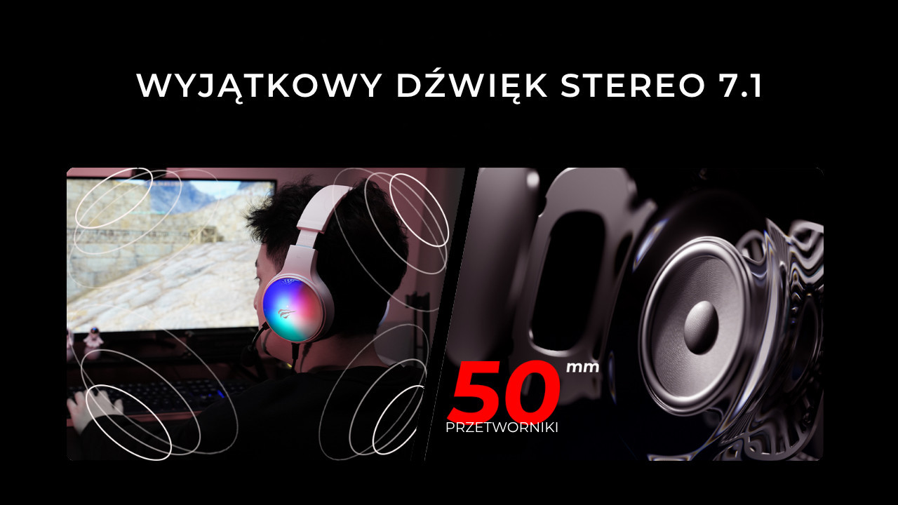 Słuchawki gamingowe Havit H2043U (czarno-biały) - zdjęcie 3