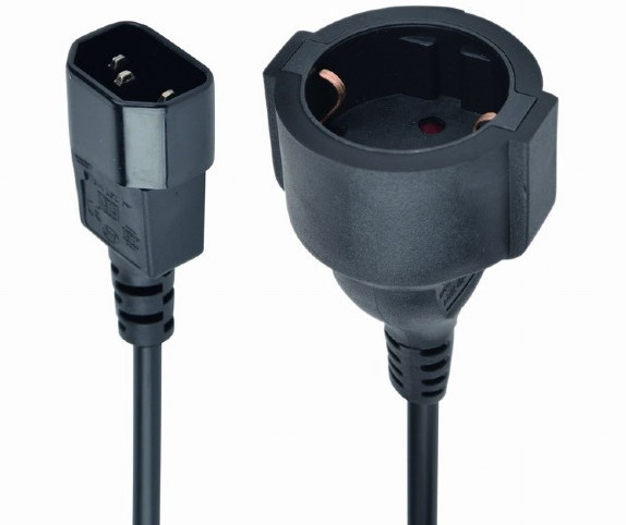 Gembird adapter zasilania IEC320 C14 -> SCHUKO (F) na kablu 15 cm - zdjęcie 1