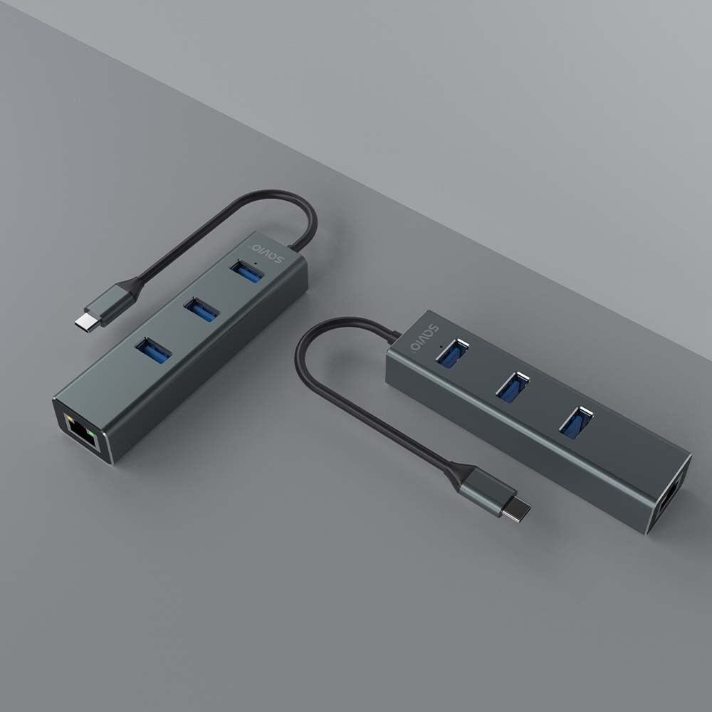 SAVIO AK-57 3-PORTOWY HUB USB-C Z ADAPTEREM RJ-45 - zdjęcie 3