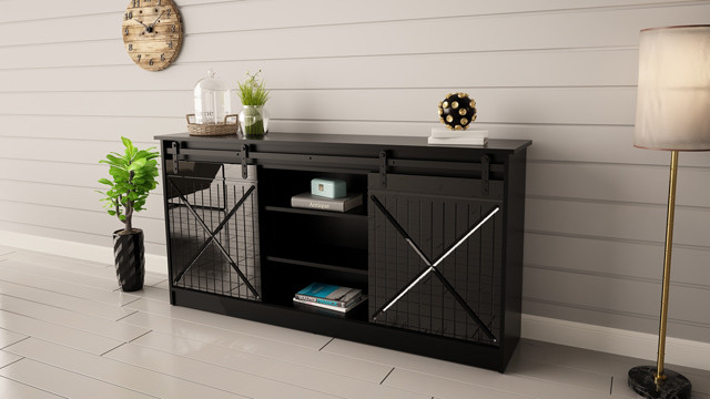 Komoda 160x80x35 GRANERO czarny/czarny poł - zdjęcie 2