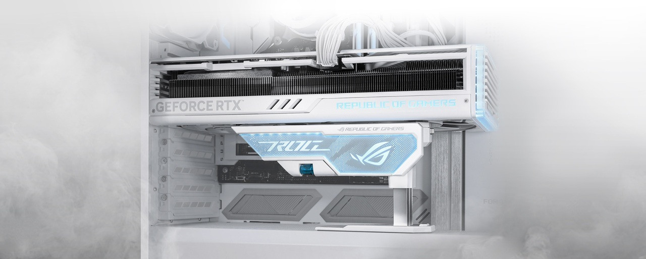 Uchwyt na kartę ASUS XH01 ROG HERCULX WHITE (90DA0023-B09000) - zdjęcie 1