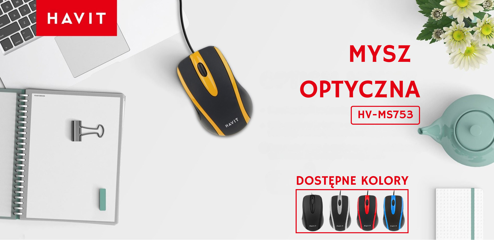 Mysz uniwersalna Havit HV-MS753 (czarny/niebieski) - zdjęcie 1