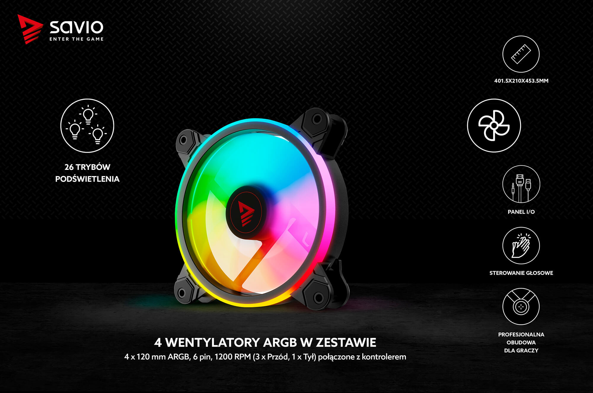 SAVIO OBUDOWA PC PRIME X1 ARGB GLASS SAVGC-PRIMEX1 - zdjęcie 3