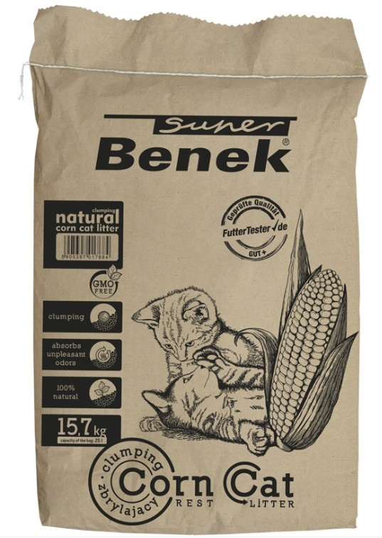 CERTECH Super Benek Corn Cat - żwirek kukurydziany zbrylający 25 l - zdjęcie 1