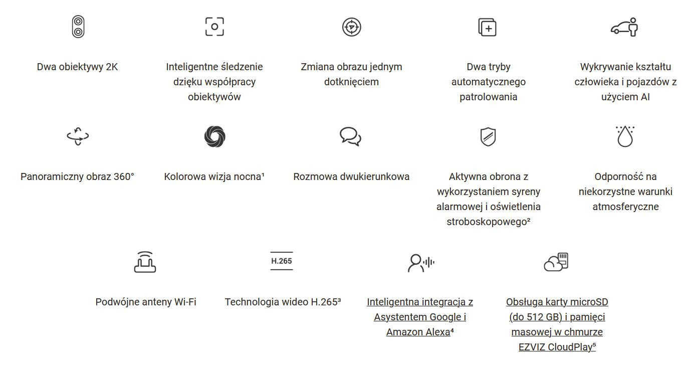 Kamera IP Ezviz H9C WiFi Obrotowa 2K 2w1 (3MP+3MP) - zdjęcie 2