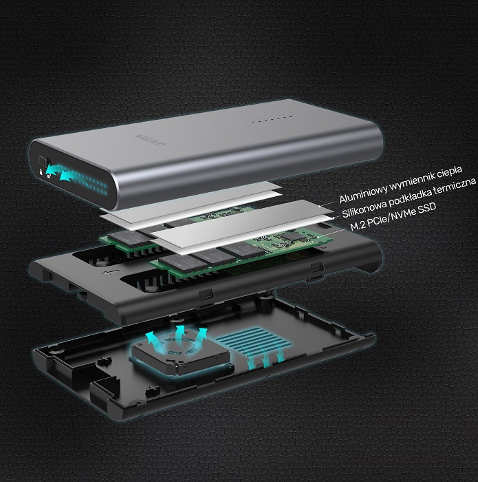 UNITEK OBUDOWA NA DYSK/KLONOWANIE 2XM.2, PCIE/NVME - zdjęcie 5