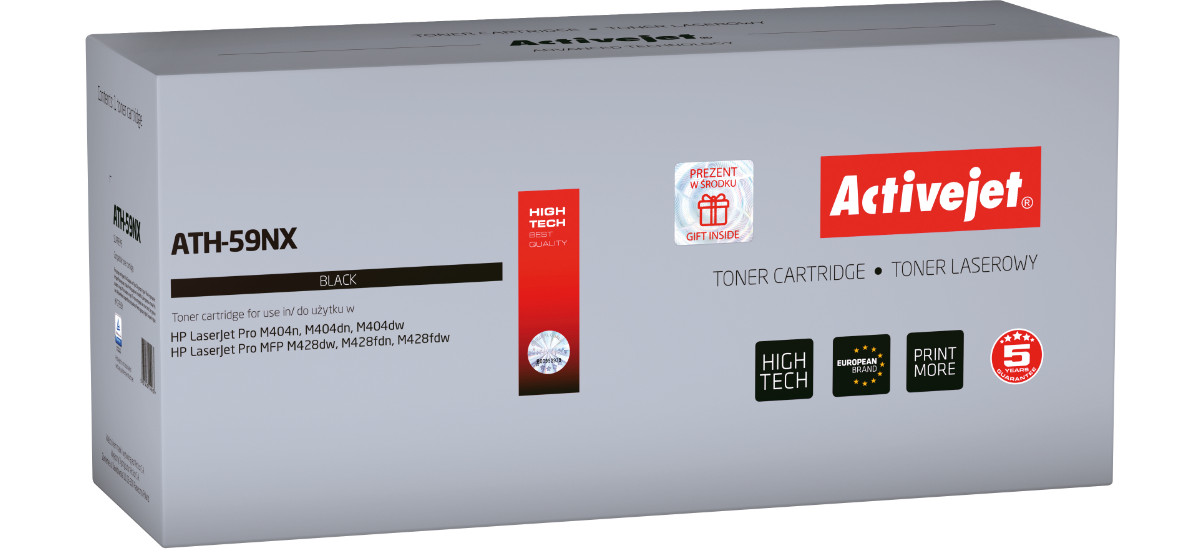 Activejet ATH 59NX Toner (zamiennik HP 59X HP59X CF259X; Supreme; 10000 stron; czarny) z chipem monitorującym poziom tonera. Zalecamy wyłączenie aktualizacji oprogramowania drukarki. - zdjęcie 1