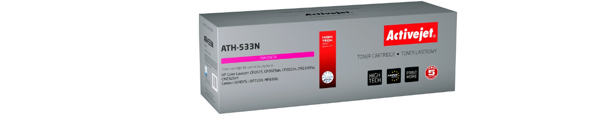 Activejet ATH-533N Toner do drukarek HP, Canon, Zamiennik HP 304A CC533A, Canon CRG-718M; Supreme; 3200 stron; purpurowy. - zdjęcie 6