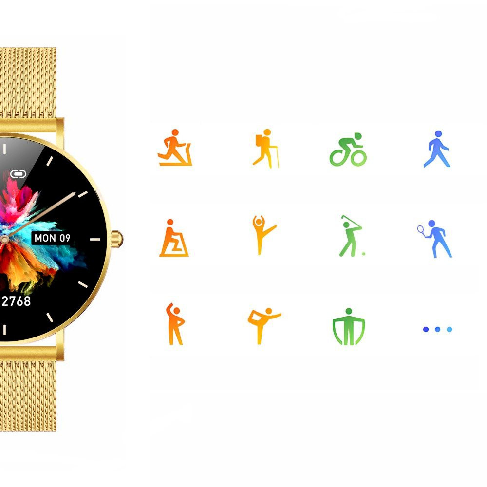 Smartwatch zegarek damski Alexa Lux Gold + różowy pasek - zdjęcie 4