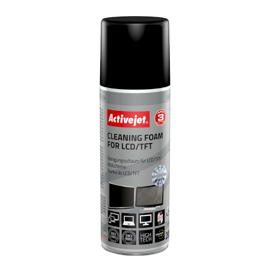Activejet AOC-104 Pianka do czyszczenia matryc (200 ml) Antystatyczna pianka z aktywnymi cząsteczkami środków powierzchniowo-czynnych, usuwająca wszelkiego rodzaju zanieczyszczenia z wyświetlaczy ciekłokrystalicznych TFT w laptopach - zdjęcie 2