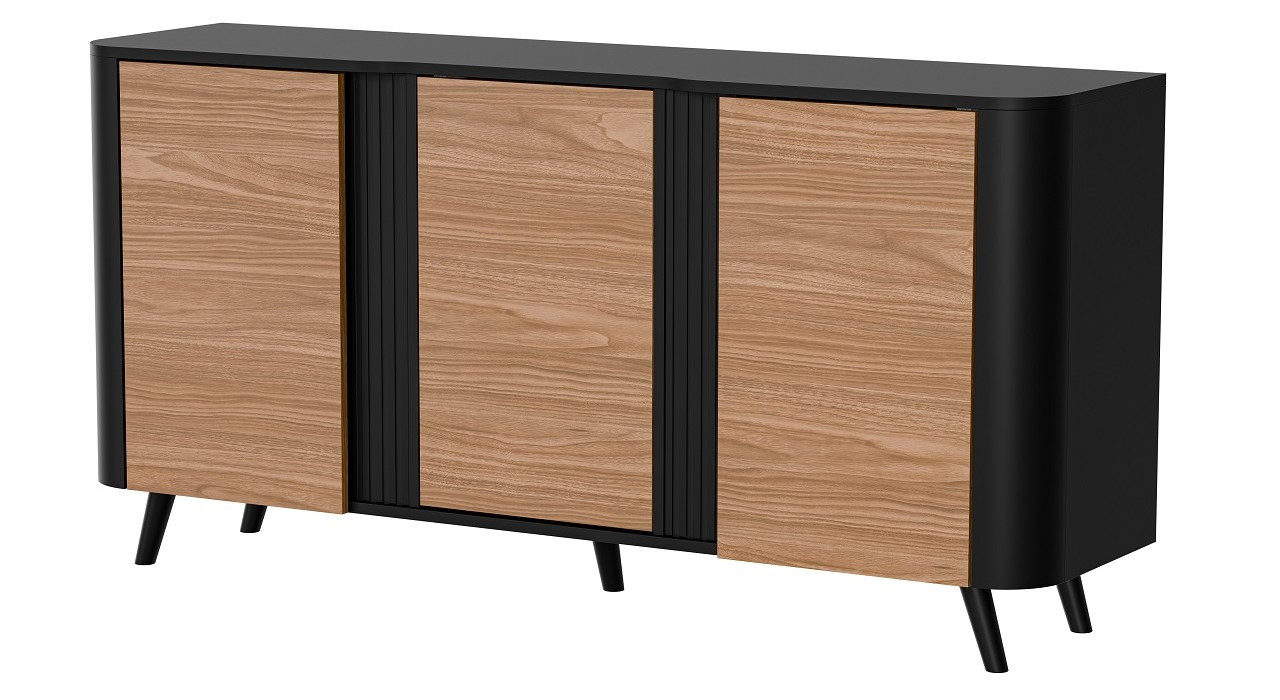 Komoda VOLARE 151x39x75 czarny/orzech - zdjęcie 1