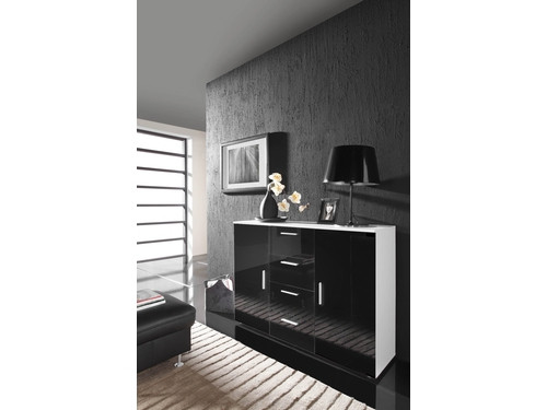 Komoda UNI biały/ czarny połysk (BLACK) - zdjęcie 1