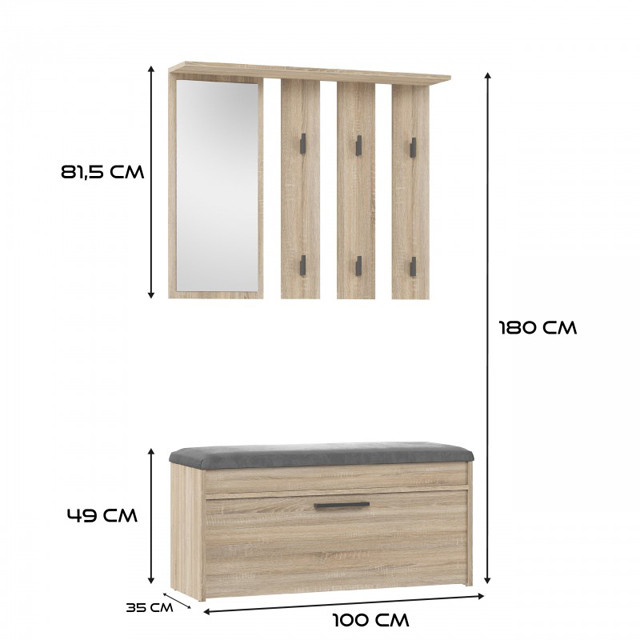 Garderoba PARMA 100x35xH180 sonoma - zdjęcie 2